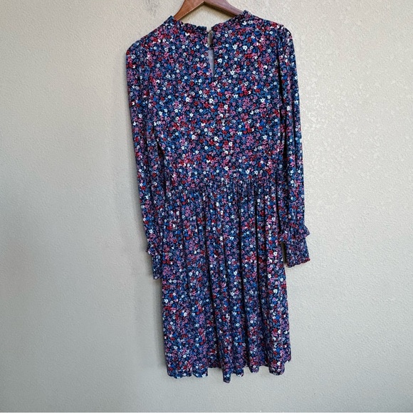 Draper James Navy Ditsy Floral Smocked Cuff Long Sleeve Dress Small - Picture 3 of 10